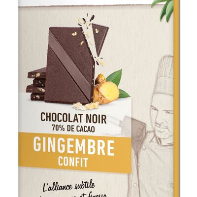 Tablette de chocolat noir 70% Gingembre - 80g