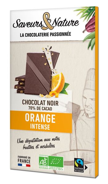 Tablette de chocolat noir 70% Orange - 80g
