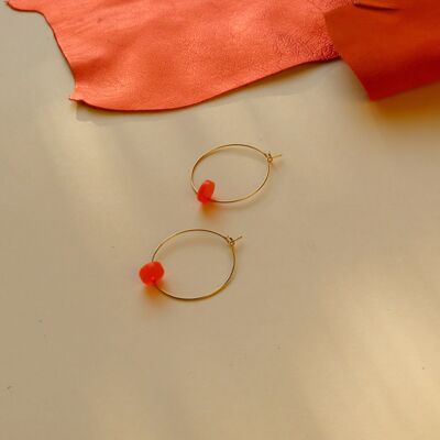 Neon Orange Dots Hoops made of stainless steel