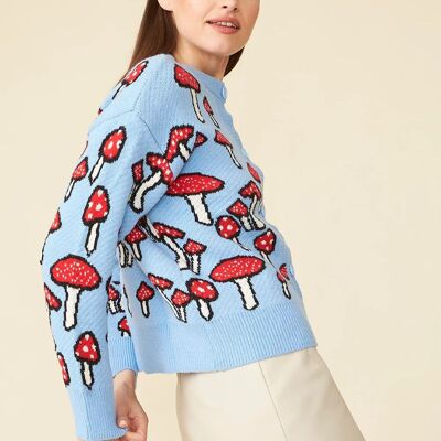 Banana Peel Blend Mushroom Blue Cardigan