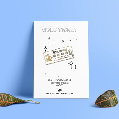 Pin's Paris – Gold-Ticket – Metro-Ticket