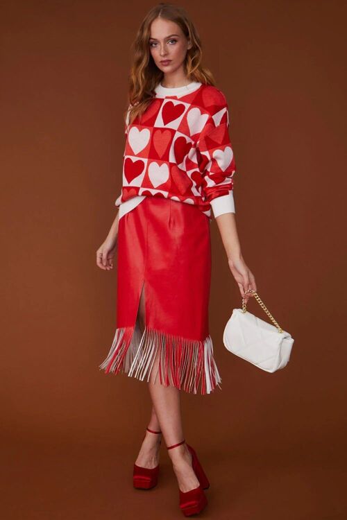 Love Heart Design Red - Cream Cashmere Jumper