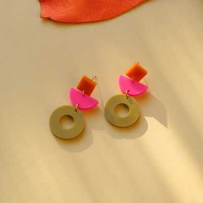 Samantha statement earrings in orange, pink, beige