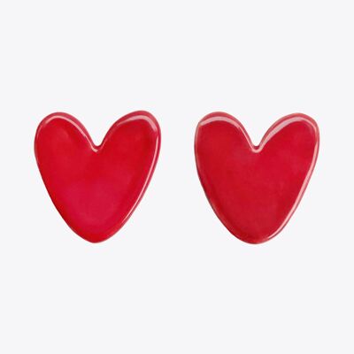 Super light red heart ceramic earrings