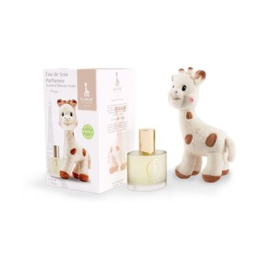 Geschenkset „Sophie la girafe®“ – 50 ml duftendes Behandlungswasser + 18 cm großes Sophie-Stofftier