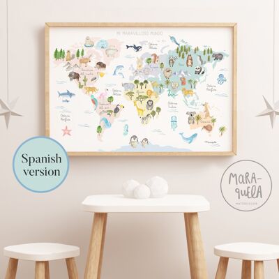 Dekorative Illustration für Kinder „My Wonderful World“ – Spanisch
