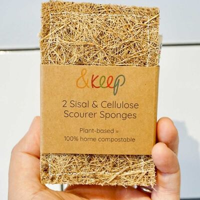 Pack de 2 estropajos de esponja de cocina &Keep Sisal