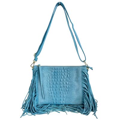 Modern women's bag with fringes, shoulder bag, in suede 29x2x21 cm