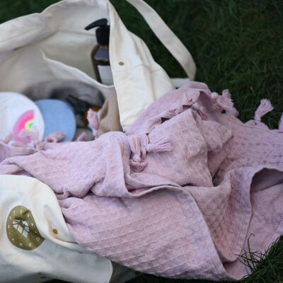 Diaper bag gold with 6 inner pockets, polka dots, dots, stroller, beach bag, mom bag, playground bag