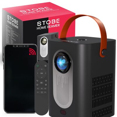 STOBE® Home Mini Beamer - Stream from Your Phone with Wifi - Mini Projector - HDMI - Bluetooth - Built-in Speaker - Input up to Full HD - 200 ANSI Lumen - Small Projector for Bedroom.