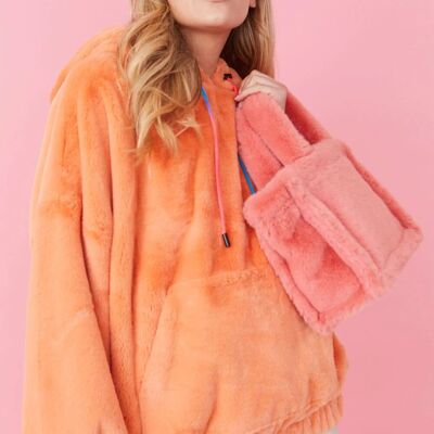 Faux Fur Oversized Orange Hoodie