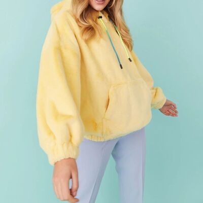 Faux Fur Oversized Yellow Hoodie