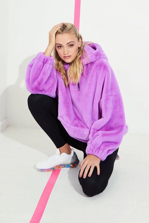 Faux Fur Oversized Purple Hoodie