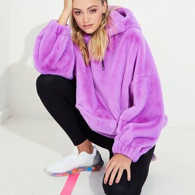 Faux Fur Oversized Purple Hoodie