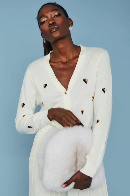 Cream Cashmere and Banana Peel Love Heart Cardigan