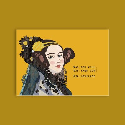 Carte postale en carton pâte de bois - dames - Ada Lovelace