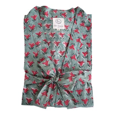“Pipa” floral print cotton kimono