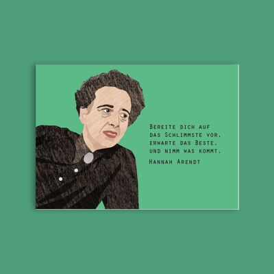 Postcard wood pulp cardboard - ladies - Hannah Arendt