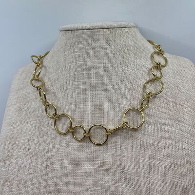 Steel chain necklace with jaseron rings