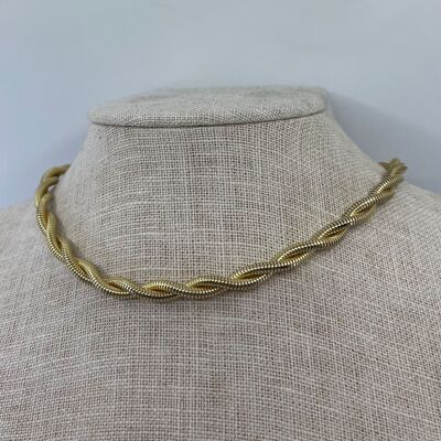 Collana in acciaio con catena a serpente intrecciata in stile vintage