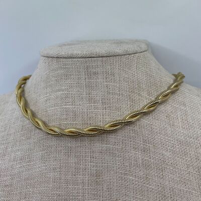 Vintage style intertwined snake chain steel necklace