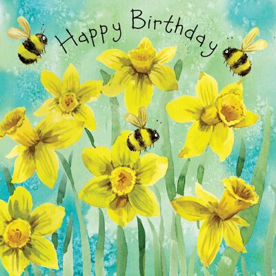 Happy Birthday Card with Daffodils