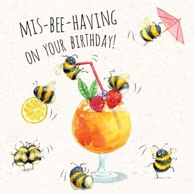 Funny Birthday Card Bees Mis-bee-having