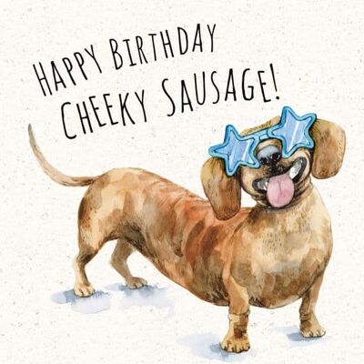 Lustige Geburtstagskarte, frecher Wursthund