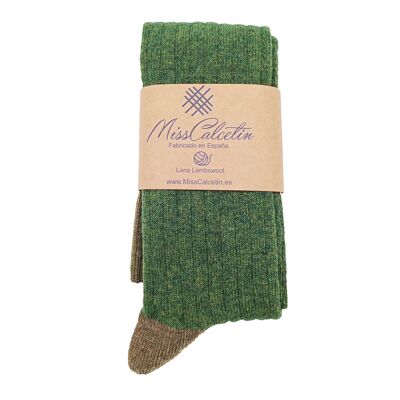 Miss Moss Green Wool High Socks