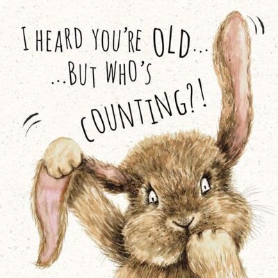 Lustige Geburtstagskarte „Hase Who's Counting“.