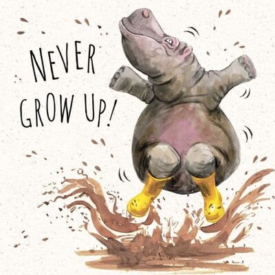 Biglietto divertente: l'ippopotamo non crescerà mai