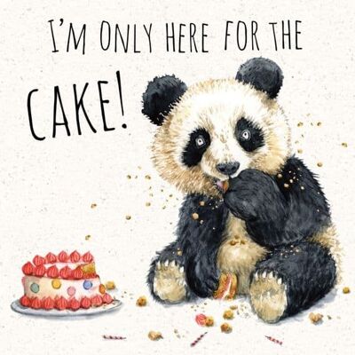 Carte drôle Panda seulement ici pour le gâteau