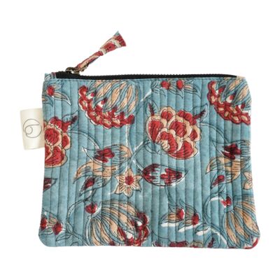 “Azul” printed cotton pouch