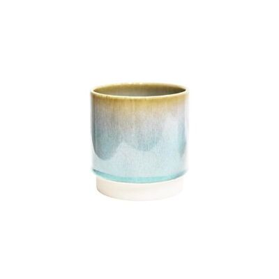 Ivyline Copenhagen Pot de fleurs d'intérieur en céramique bicolore Aqua H14 D 13.5 cm