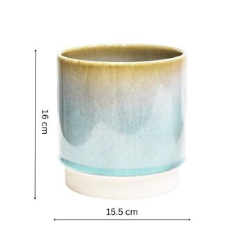 Ivyline Copenhagen Pot de fleurs d'intérieur en céramique bicolore Aqua H16 D15.5 4