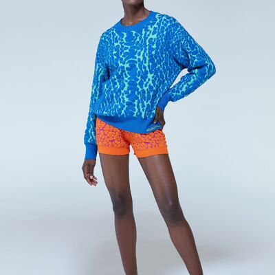 HOUSE OF HOLLAND JACQUARD DUO JUMPER IN BLUE & GREEN