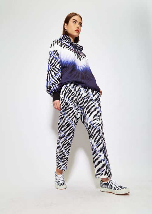 House of Holland purple and white tie dye zebra print joggers