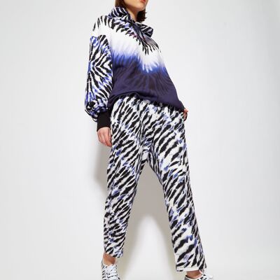 Pantaloni da jogging con stampa zebrata tie dye viola e bianchi di House of Holland