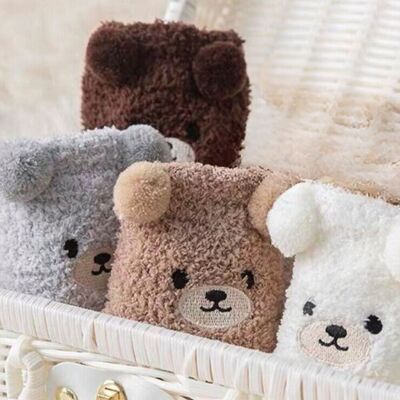 Pair of Cocooning Teddy Bear Socks: Softness and style for your feet - One size - Pack of 4