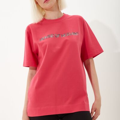 T-shirt con stampa transfer rosa acceso di House of Holland