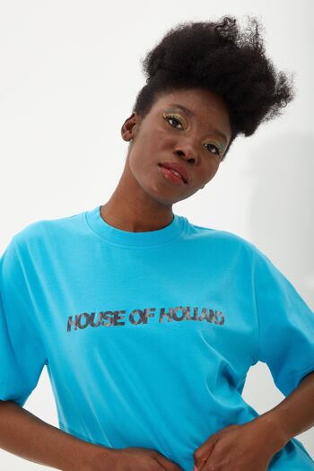 T-shirt imprimé par transfert bleu ciel House Of Holland 2