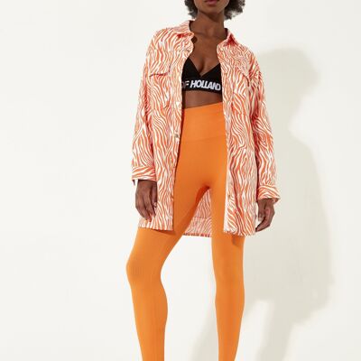 House of Holland Orange zebra oversized shirt with gold buttons
