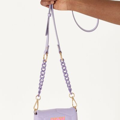 House Of Holland - Petit sac bandoulière violet avec bandoulière en chaîne et logo imprimé