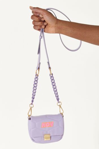 House Of Holland - Petit sac bandoulière violet avec bandoulière en chaîne et logo imprimé 1
