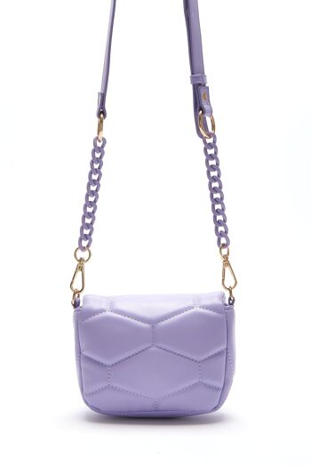 House Of Holland - Petit sac bandoulière violet avec bandoulière en chaîne et logo imprimé 3