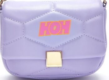 House Of Holland - Petit sac bandoulière violet avec bandoulière en chaîne et logo imprimé 6