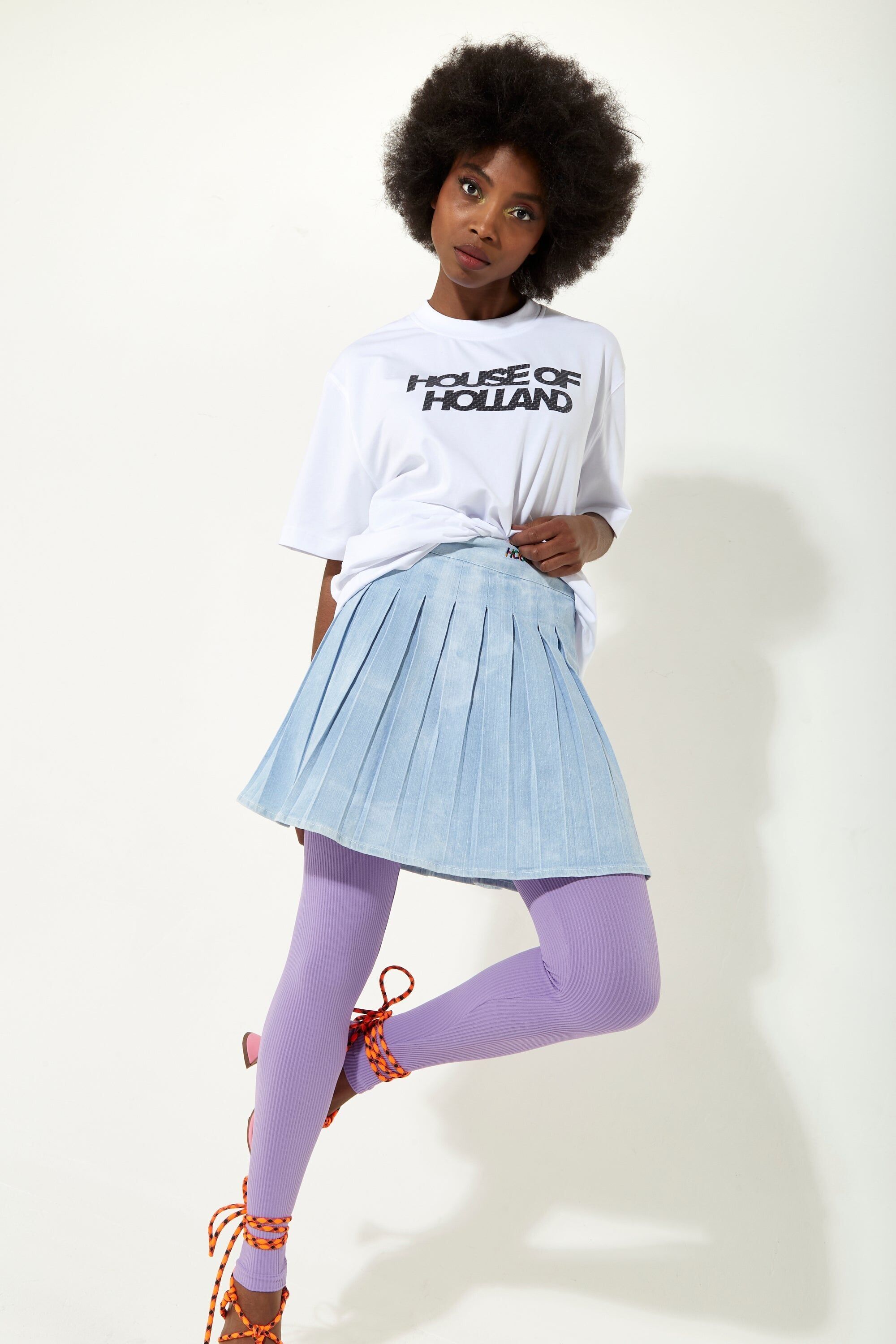 T-shirt stampata a trasferimento bianco House Of Holland con un piccolo dettaglio 3D a macchie