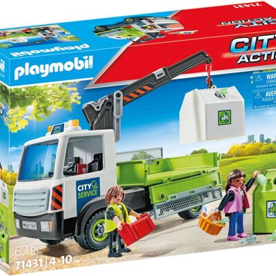 Playmobil 71431 - Camion con gru per il riciclaggio del vetro