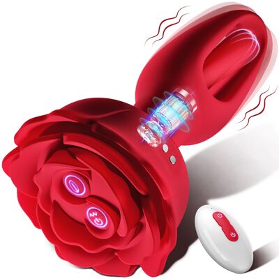 Rose neckender Buttplug mit vibrierendem Vergnügen