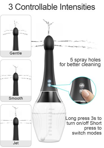 Nettoyant pour douche anale et lavement en silicone avec spray puissant - Régulier 4